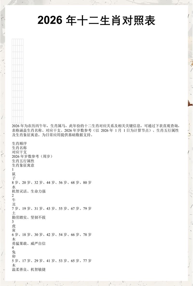 关于2026澳门十二生肖卡表的信息